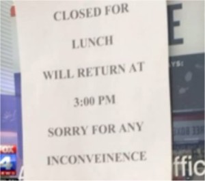 closed for lunch