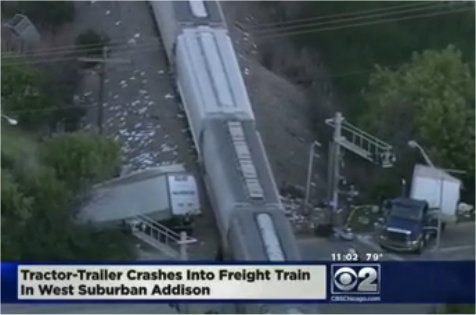 Video: Freight Train Hits Mail Truck In Addison, IL