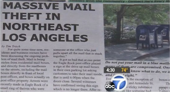 Video: Thieves Rig Mailboxes Across Eagle Rock, CA