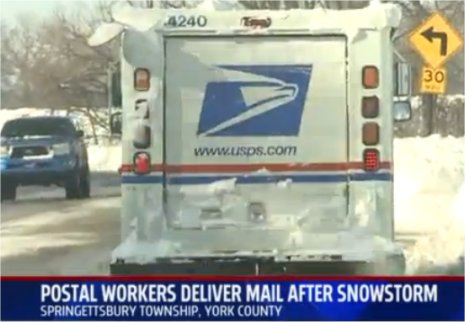 Video: Postal workers try to deliver mail after snowstorm