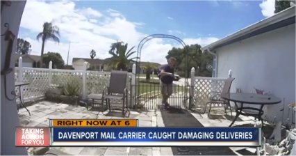 USPS carrier caught throwing package, swearing at teenager