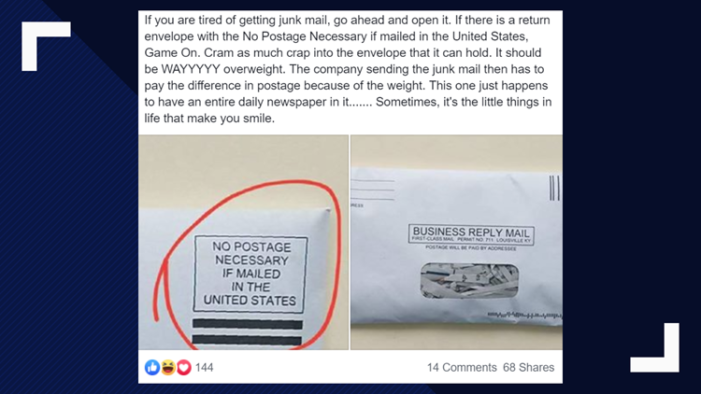VERIFY: Do companies cover the cost of junk mail you send back to them?