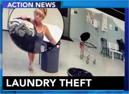 Woman accused of stealing postal worker uniforms from laundry room surrenders