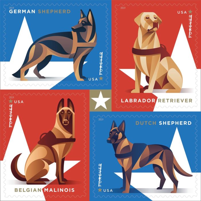 U.S. Postal Service Honors Military Working Dogs on Forever Stamps