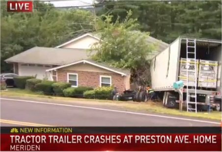 USPS Contractor Tractor-Trailer Hits Cars, House in Meriden
