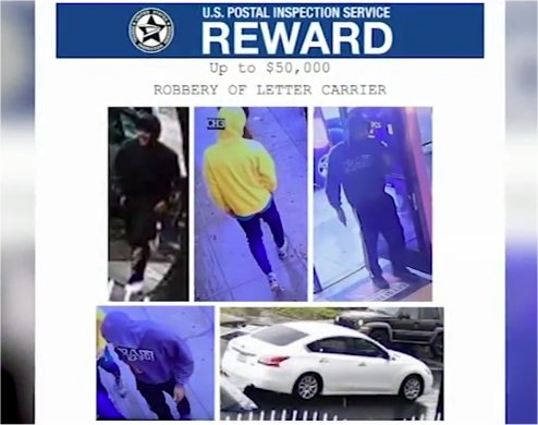 4 sought after mail carrier robbed in South LA; $50K reward offered