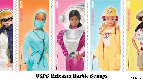 USPS issues new Barbie Forever stamps